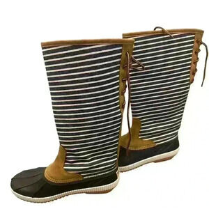 Marleylilly Striped Fabric Duck Rain Boots Women's Size 7. New without tag.